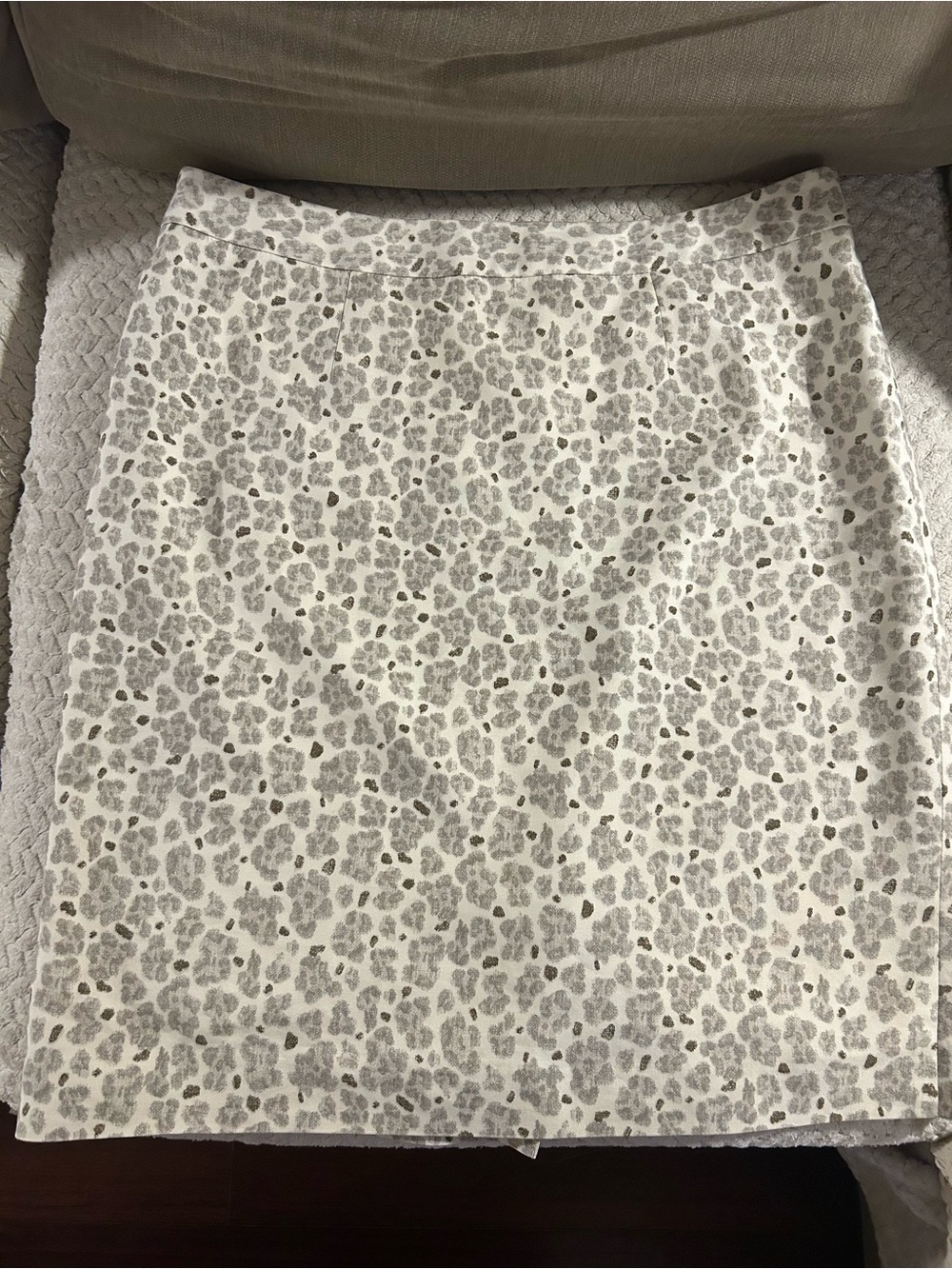 LOFT Cream Leopard Print Pencil Skirt with Gray Spots